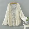 Summer Thin Knitted Sweater Women's Embroidered Hollow Long-sleeved Beach Clothes Women's Top Lace-up Jacket Versatile