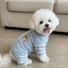Cartoon Patch Maltese Cotton Coat, Winter Four-Legged Dog Clothes, Striped Warm Jumpsuit for Small & Medium Dogs, Pet Outfit wit