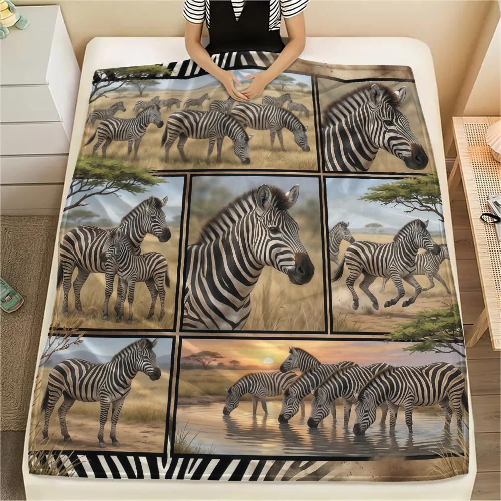 Animal Pattern Frame Print Flannel Blanket High quality Comfortable for All Seasons Home Decor Warmth and Comfort Perfect for Christmas Gifts