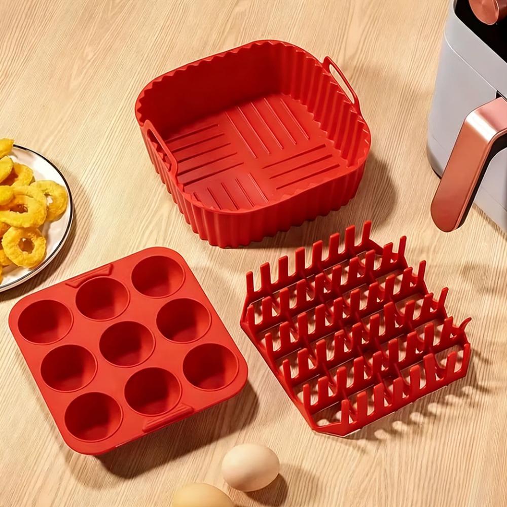 3 Piece/Set Square Air Fryer Inner Liner Heat-resistant Cupcake Mold Practical Hot Dog Grill  Muffin