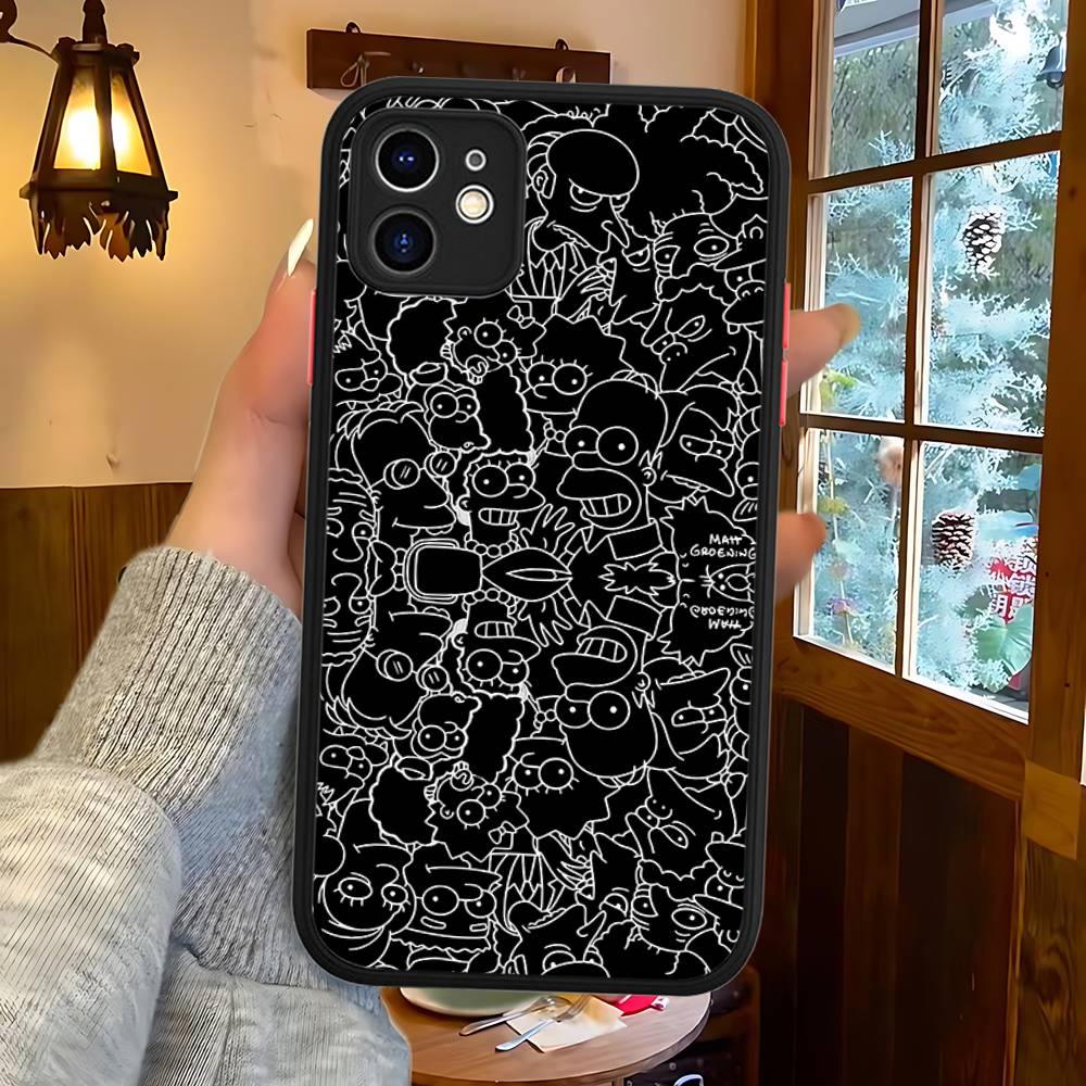 Funny Cartoon S-Simpsons Phone Case For IPhone 16 15 14 Plus 15 13 12 11 Pro Max X XS MAX Matte Cover