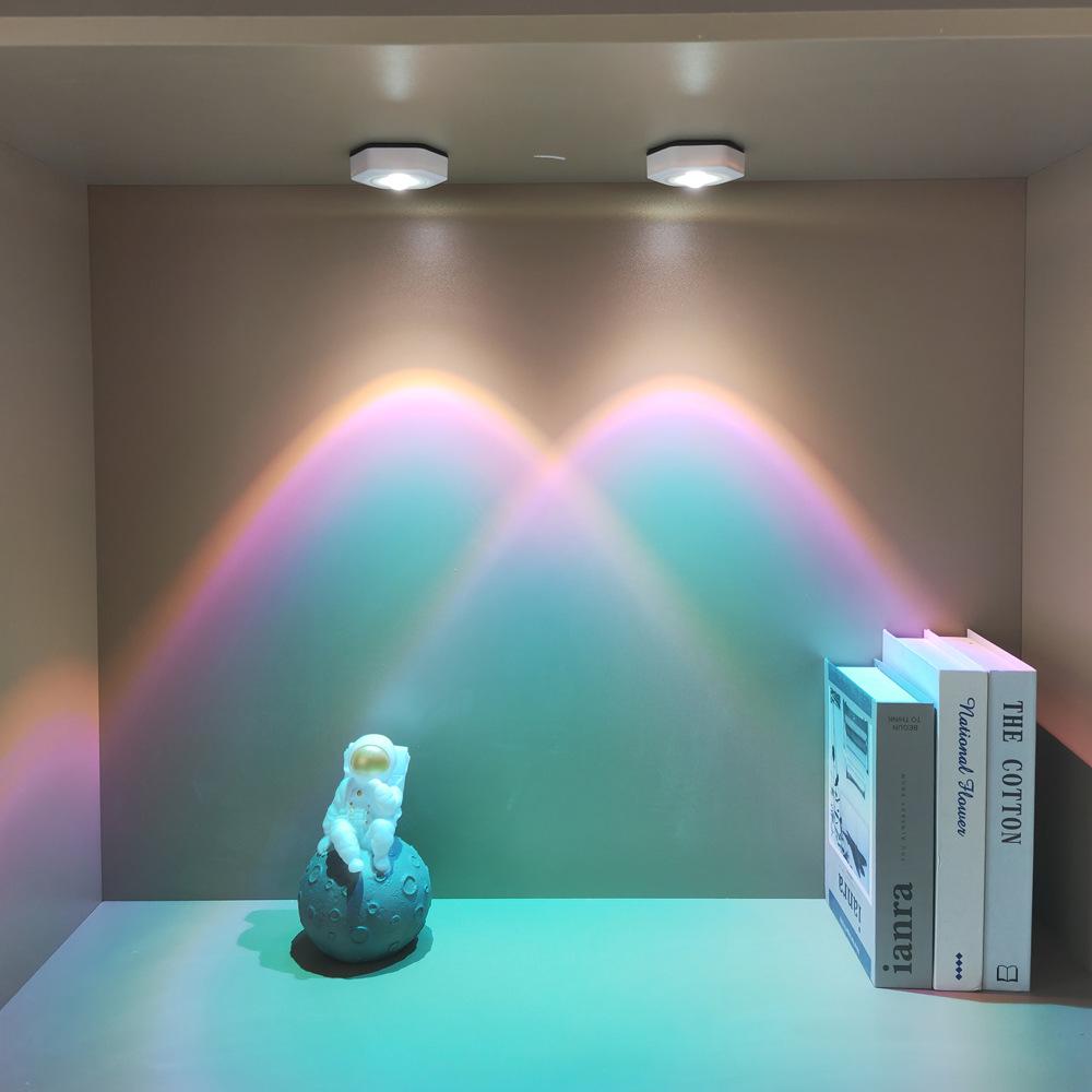 Creative White Hexagonal Cat Eye Sunset Red Projection Lamp – LED Touch Decorative Wall Light