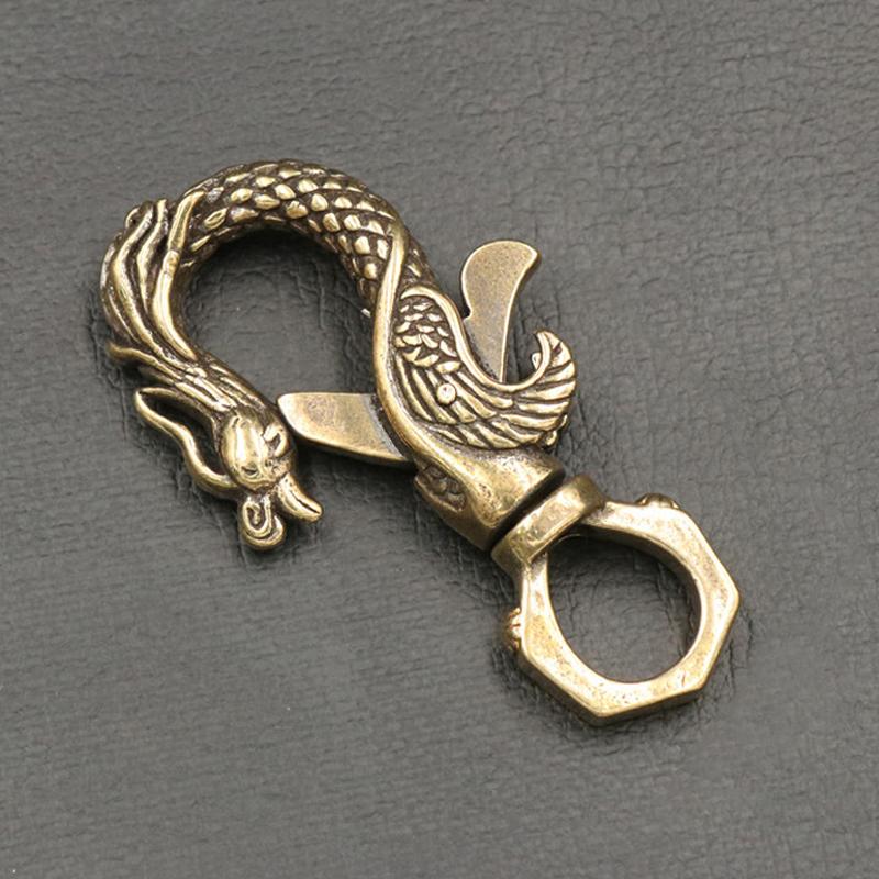 

Винтажные фигурки голов дракона и феникса, маленькое украшение, ретро латунь, животное, брелки для ключей от машины, поделки, аксессуары для украшения офисного стола