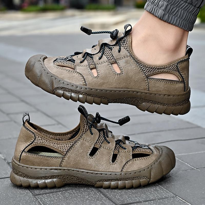 Letní pánské sandály pravá kůže pánská obuv pro volný čas Outdoor muži kožené sandály pro muže plážová obuv pánská římská obuv