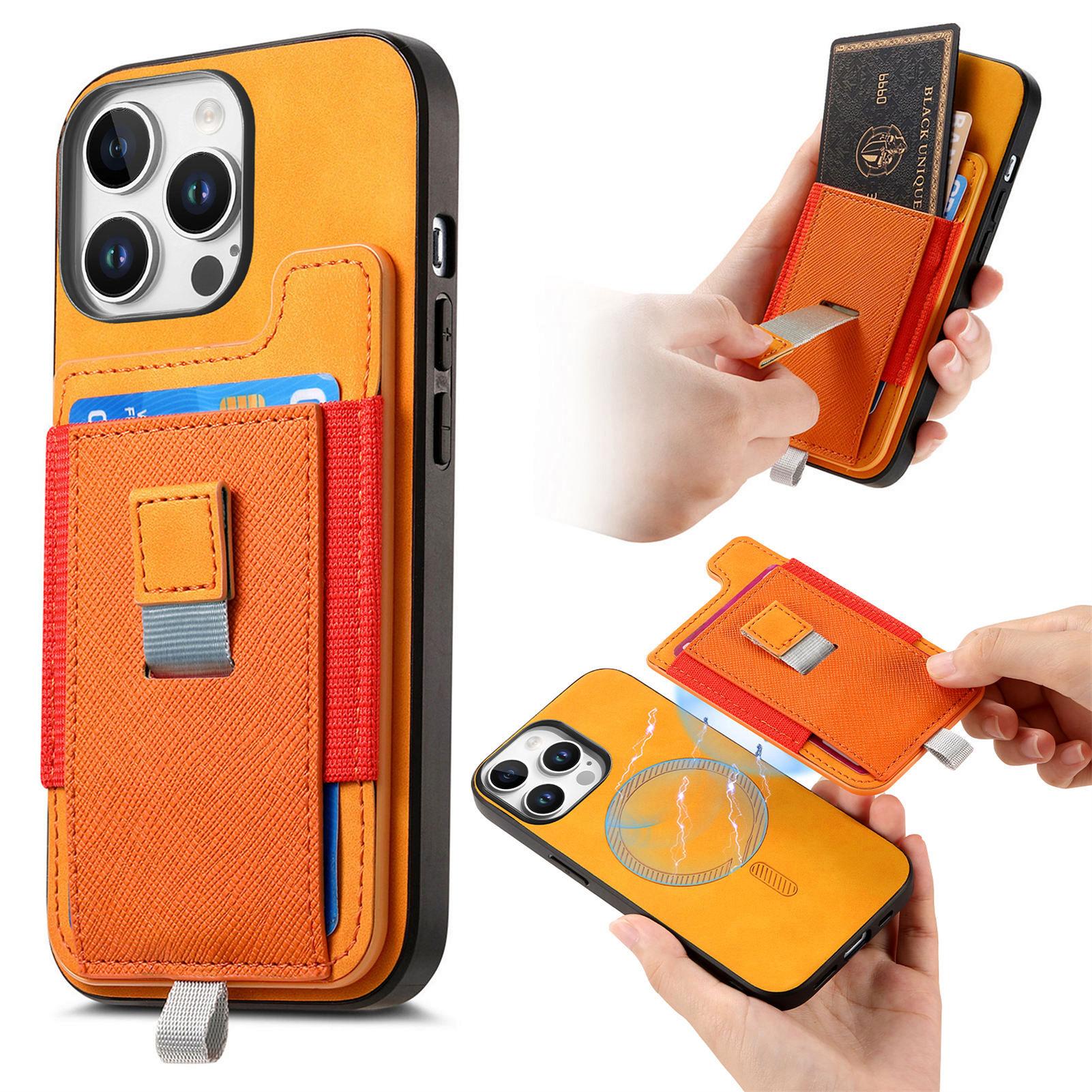 

For iPhone 16 Pro Skin-Touch Case Leather+TPU Detachable Phone Case with Card Bag Yellow