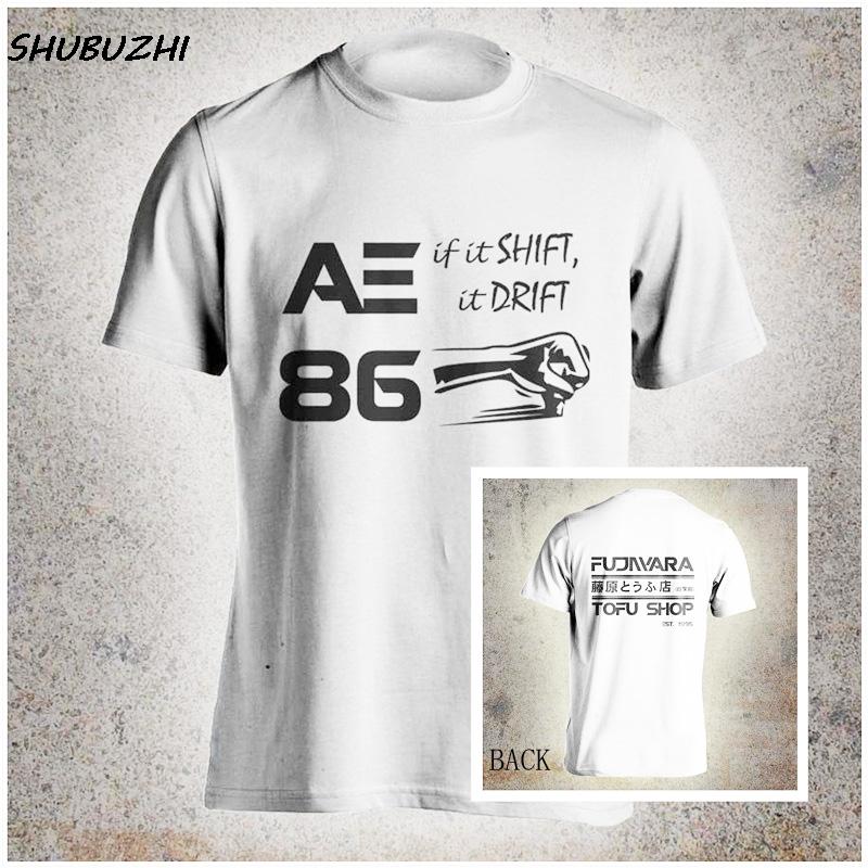 Summer T Shirts Takumi Fujiwara Tofu Shop Delivery Initial D Manga HachiRoku Shift Drift Men T-Shirt Mens Brand Clothing