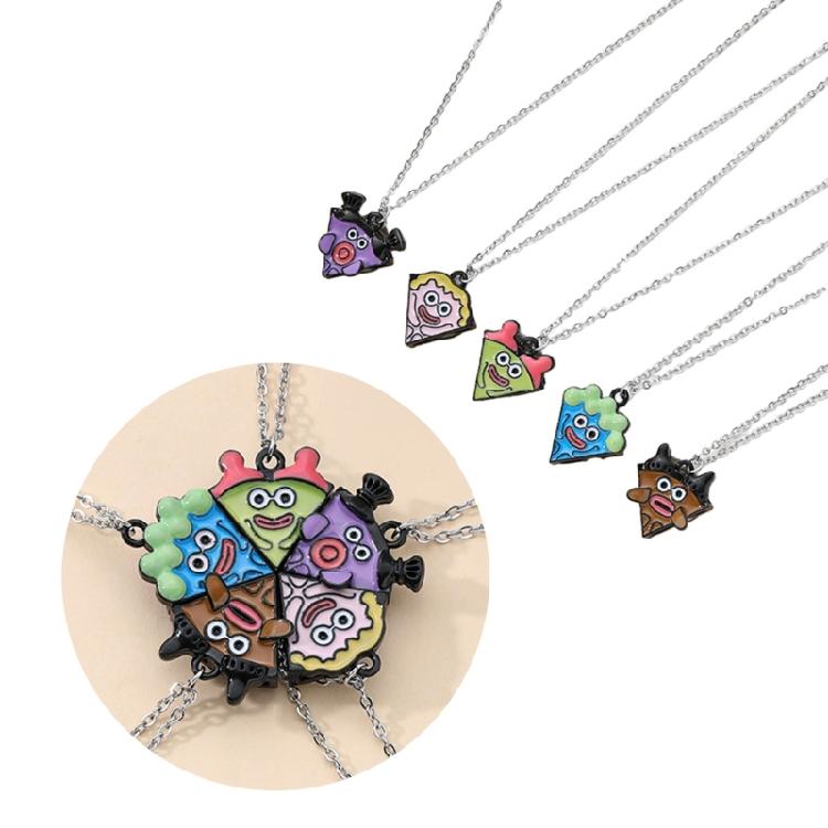 Cartoon Pizza Pendant Necklace for Women Girls, Magnetic Pendant Necklace