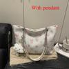 Sweet Bow Floral Shoulder Bag for Women Large Capacity Tote Crossbody Bag College Students Handbag