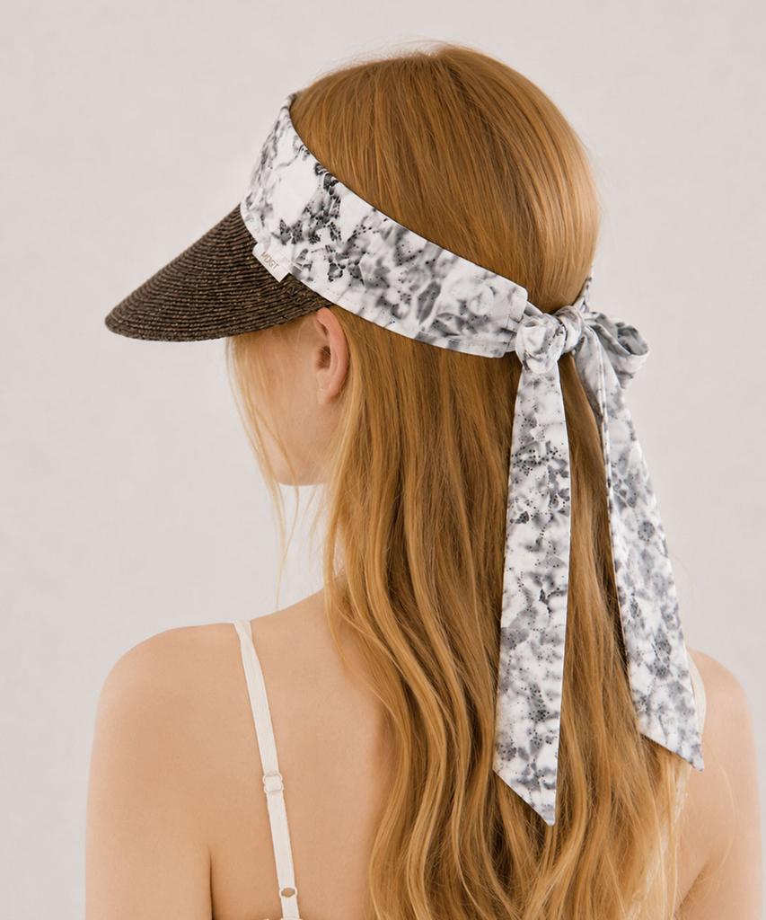 Emdijiti Floral Scarf Raffia Sun Visor _Brown [Mdf3Uen002]