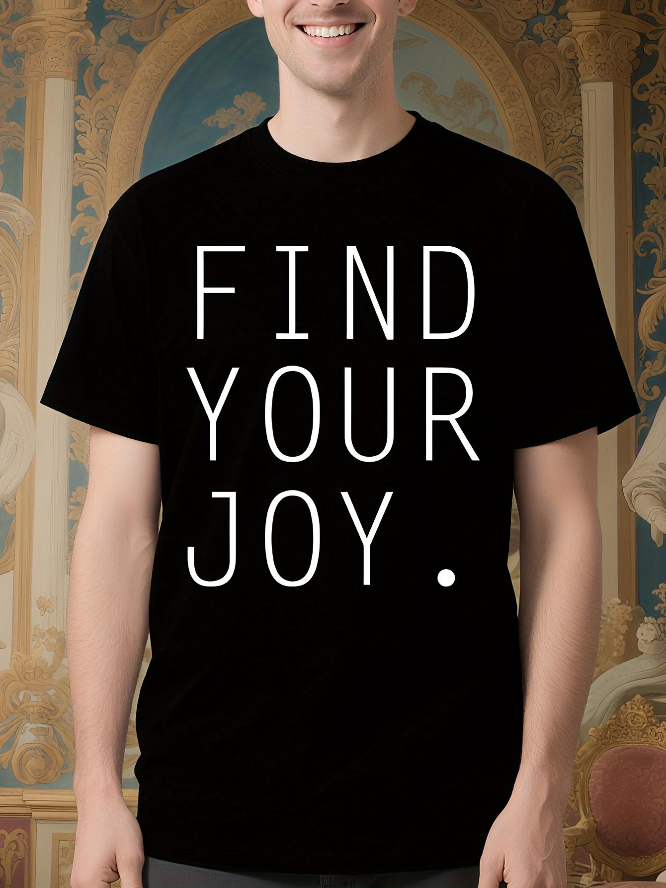 Crew Neck Tshirt - Black with White Find Your Joy Motivat... XXL
