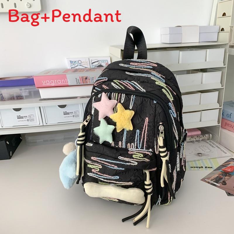 

Girl Backpack School Bag With Nylon Material For Middle School Students Black Small