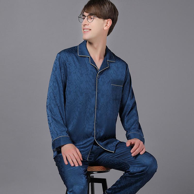 Men's Long Sleeve Silk Pajama Set - Spring & Autumn