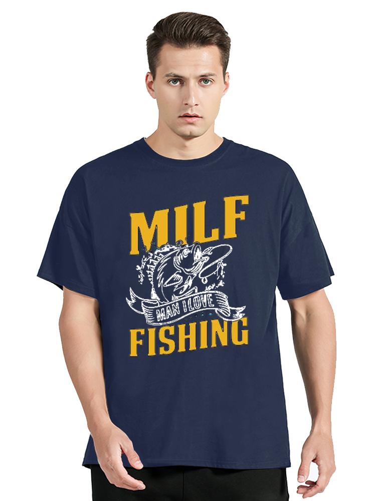 

Funny MILF Man I Love Fishing Printing Fitness Tshirt Cotton Tops Tees Mens Clothes Oversized Unisex Tshirt Streetwear Tshirt S