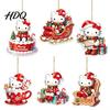 Christmas Gift for Friends Kitty Ornaments 2D Flat Acrylic Hanging Decorations Cute Winter Holiday Ornaments Cartoon Pendants Tree Home Decor