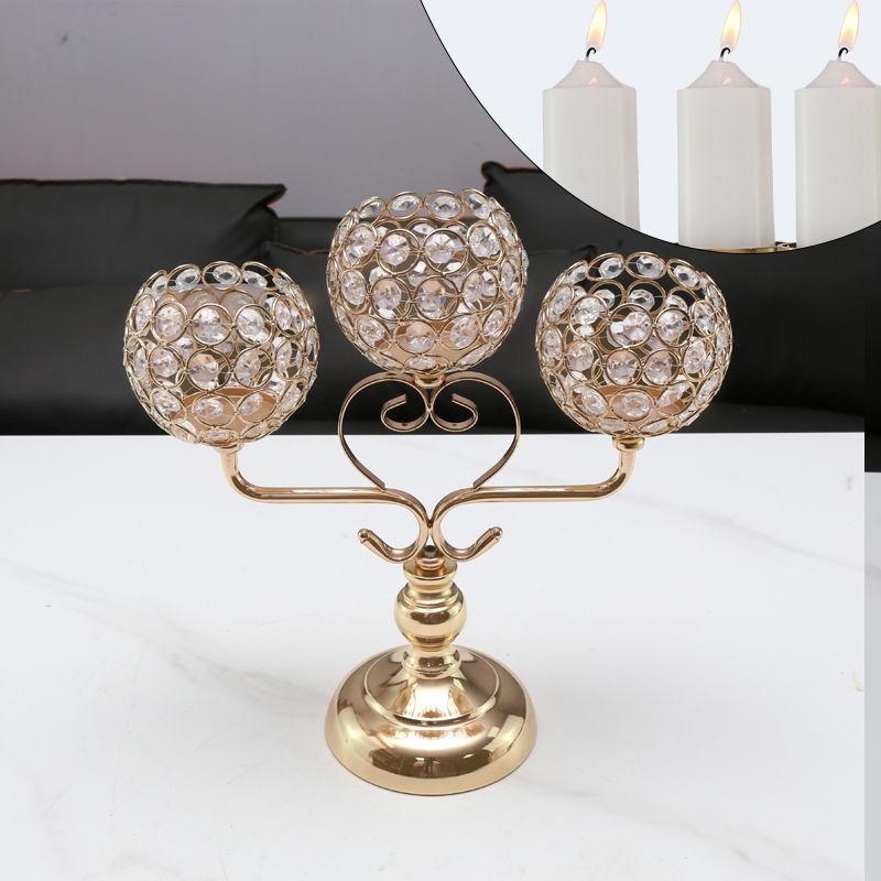 Nordic Candlestick Ornaments, Golden Light Luxury Crystal Home Living Room Table Decoration, Romantic Feather Candlestick New Product