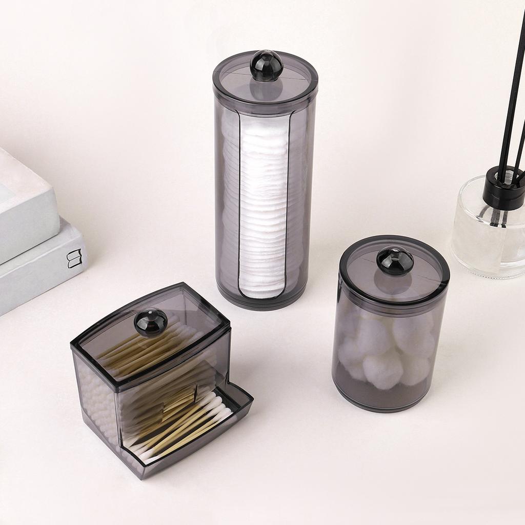 1/3 szt. Akrylowy pojemnik na waciki z pokrywką Przezroczysty pojemnik na płatki kosmetyczne Organizery do makijażu łazienkowego Pojemniki Pudełko do przechowywania na waciki