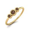 Tiny Three Stone 3mm Round Smoky Quartz 925 Sterling Silver Gold Vermeil Stackable Women Wedding Ring