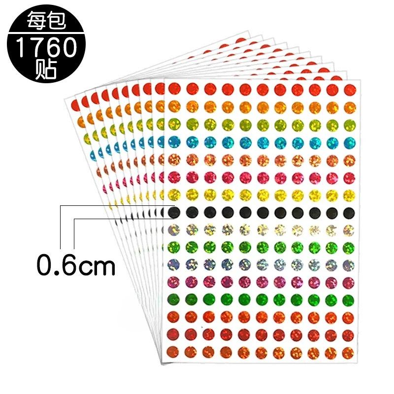 10 Sheets Round Laser Colorful Dot Stickers Shiny Gem Stickers Self-Adhesive Decorative Sequin Stickers
