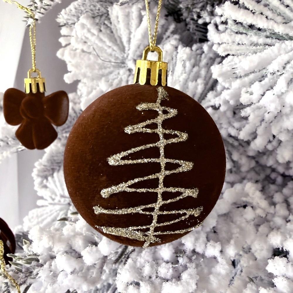 35PCS Velvet Bows Christmas Tree Ornaments Five-Pointed Stars Christmas Ball Home Holiday Decor