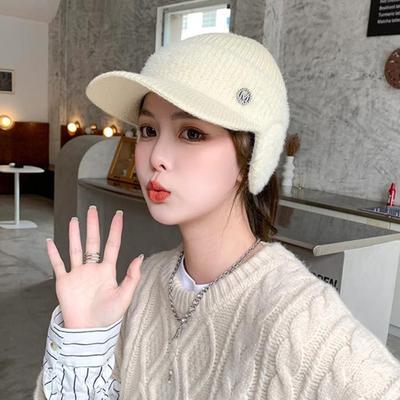 Γυναικείο Χειμερινό Πλεκτό Καπέλο με Μακρύ Γείσο, Χοντρό, Αντιανεμικό, Ανοιχτό στην Κορυφή, Προστασία Αυτιών, Κρατάει Ζεστό, Σκούφος, Ελαστικό, Υπαίθριο Καπέλο, Υπαίθριος Σκούφος με Γείσο