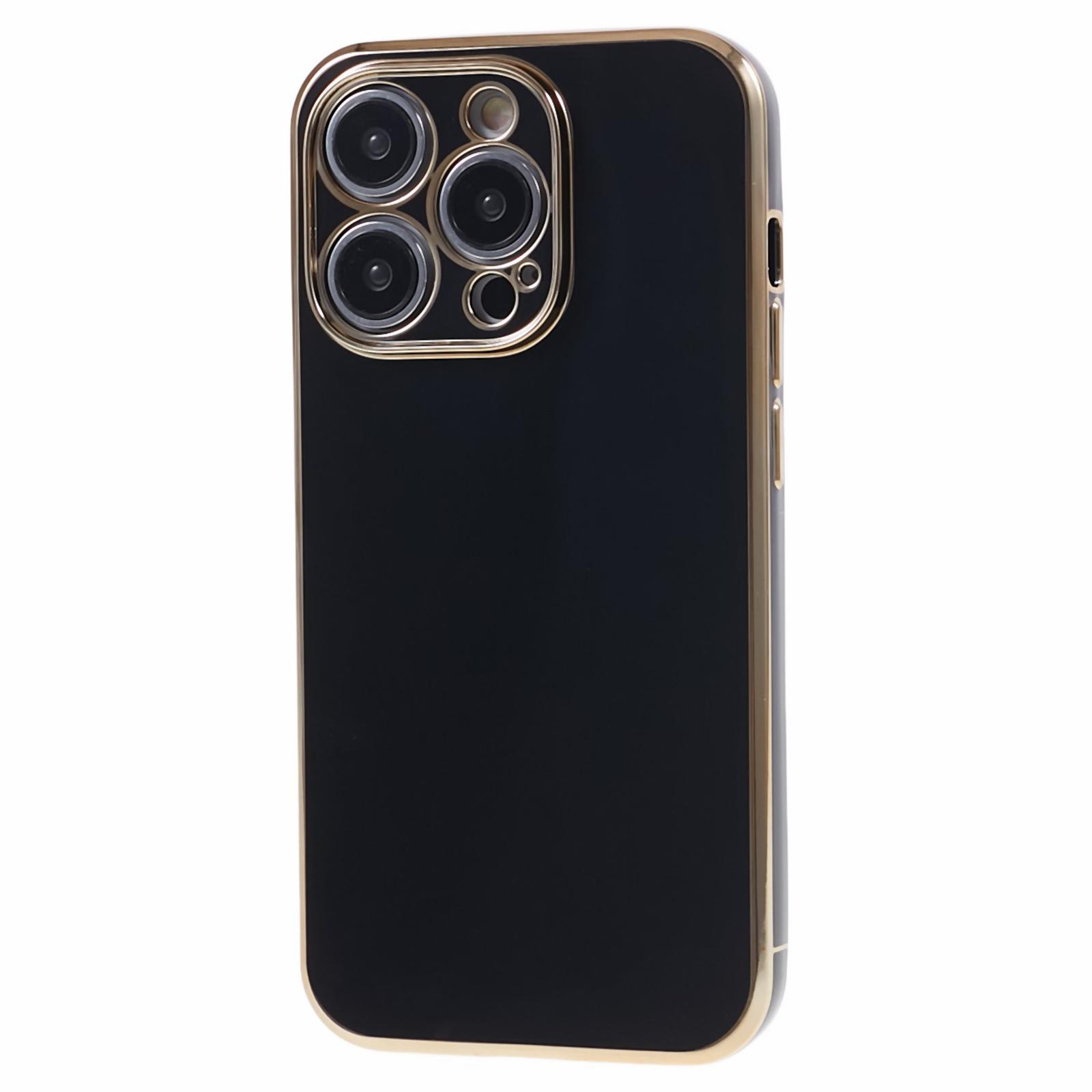 

For iPhone 15 Pro Max Soft TPU 6D Electroplated Case Glossy Shockproof Protective Phone Cover Black