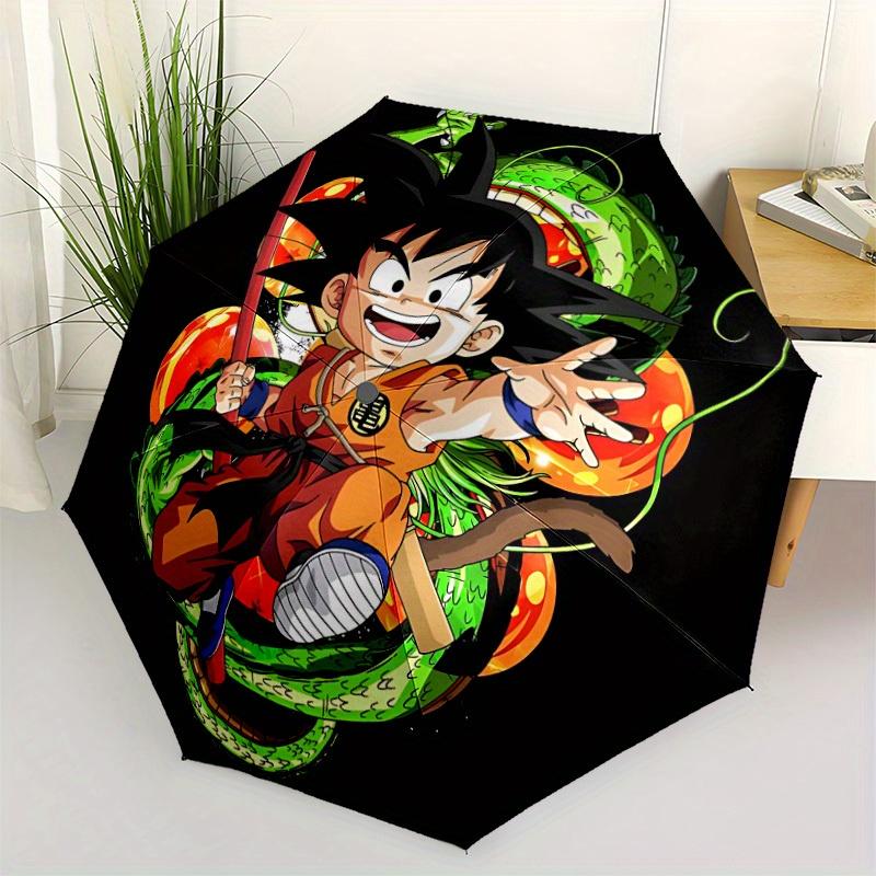 Goku Automatic Umbrella - Foldable with 8 Iron Ribs, Portable for Outdoor, Gift, Outdoor Umbrell, Playful Accessory, Durable High Quality, I