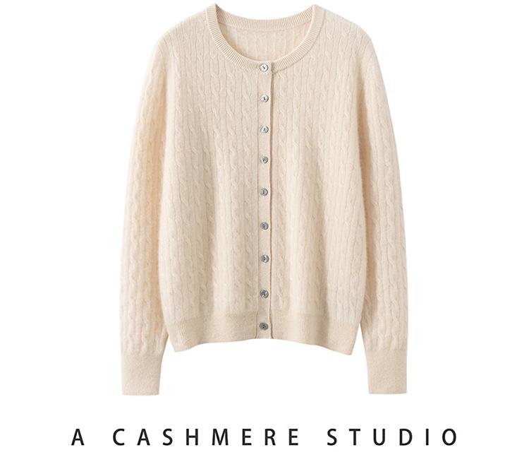 100% Pure Cashmere Women's Long Sleeve Loose Cardigan - Comfortable, Versatile, and Skin-friendly Knitwear
