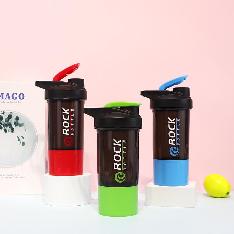 Double-Layer Food-Grade Shaker Cup with Powder Compartment for Protein Shakes and Smoothies