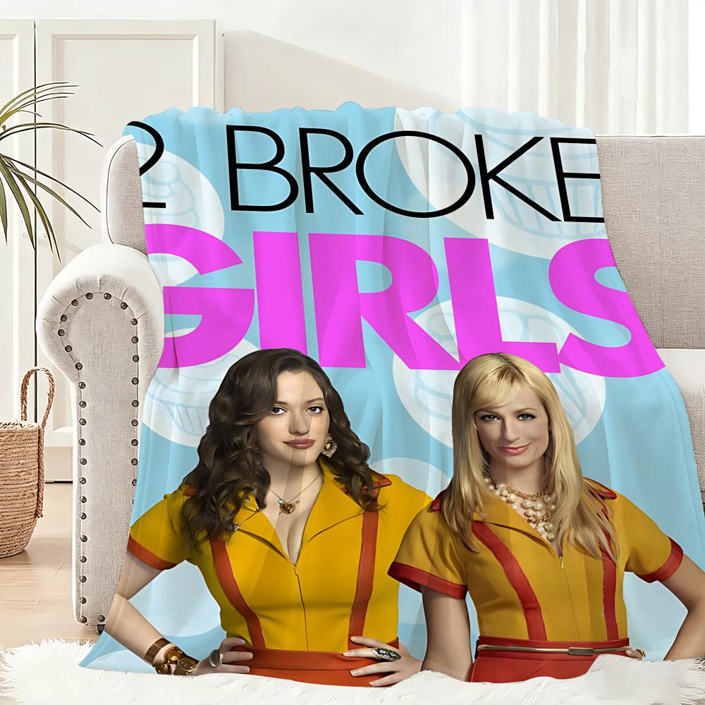 Popular American TV Series 2 Broke Girls Throw Lightweight 240g Flannel Blanket Soft Skin-friendly for Summer Cooling 75x90cm