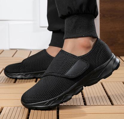 Large size mesh breathable shoes Velcro flat-soled single shoes Lightweight and comfortable shoes Men's and women's casual shoes