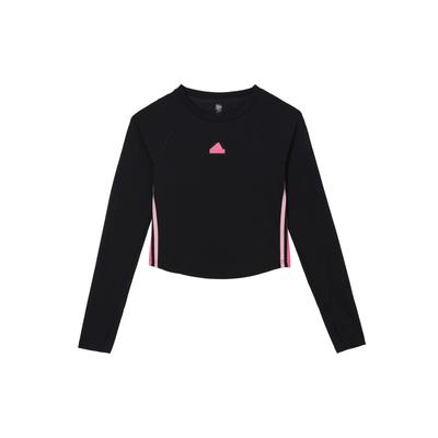 Tanz Logo Schnelltrocknendes Langarm Raglan T-Shirt Damen Tops Schwarz JJ3601