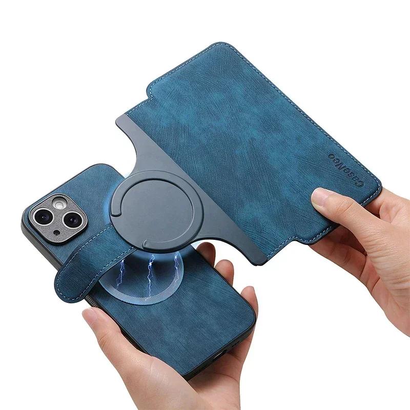 Flip PU Leather Card Holder Case for IPhone 18 17 16 15 14 13 12 11 Pro Max 17E 16E Magnetic 2 in 1 Full Protection Wallet Cover