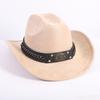 Nuovo colore cappello da cowboy western da uomo e da donna versatile per il pendolarismo stile semplice tesa larga cappello a cilindro cappello da sole