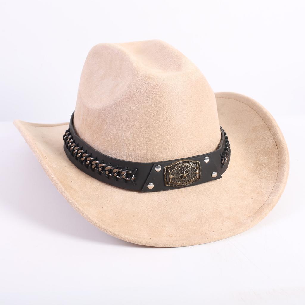 Nuovo colore cappello da cowboy western da uomo e da donna versatile per il pendolarismo stile semplice tesa larga cappello a cilindro cappello da sole