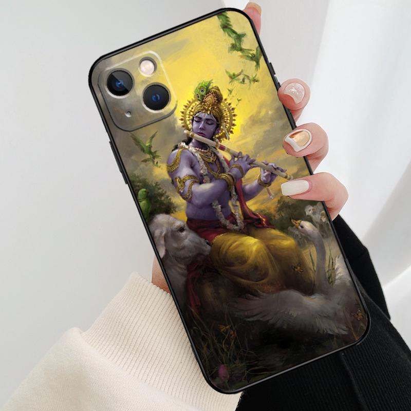 Indian God Lord Krishna Phone Case For iPhone 11 12 13 14 15 16 Pro XS Max Mini Cover For iPhone X XR Plus Back Case