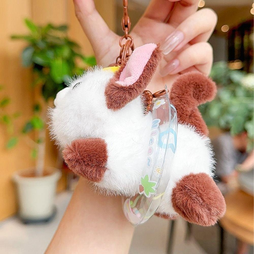 Soft Plush Tail Wagging Keychain Pull String Kitten Doll Pendant Plush Bag Ornament  Birthday Gifts