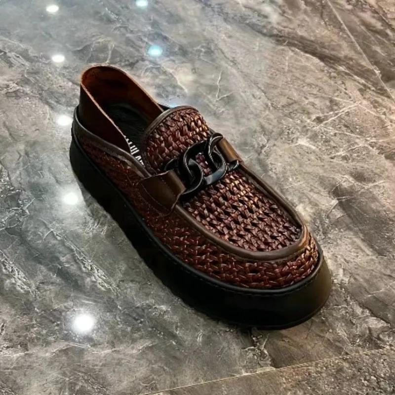 Black Brown Casual Business Loafers Man Platform Shoes Sandals Women Shoe Man Slip on Mules Half Shoes Man