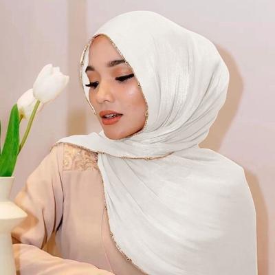 Solid Color Headscarf Long Islamic Turban Elegant Ethnic Style Scarf  Female