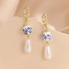Spring/Summer 2025 Teardrop Pearl Porcelain Earrings - Elegant Retro Blue & White Beaded Style