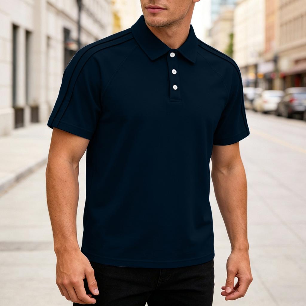 Men's Casual Lightweight Breathable Short Sleeve Polo Shirt with Classic Collar and Button Placket Suitable for Everyday Wear
