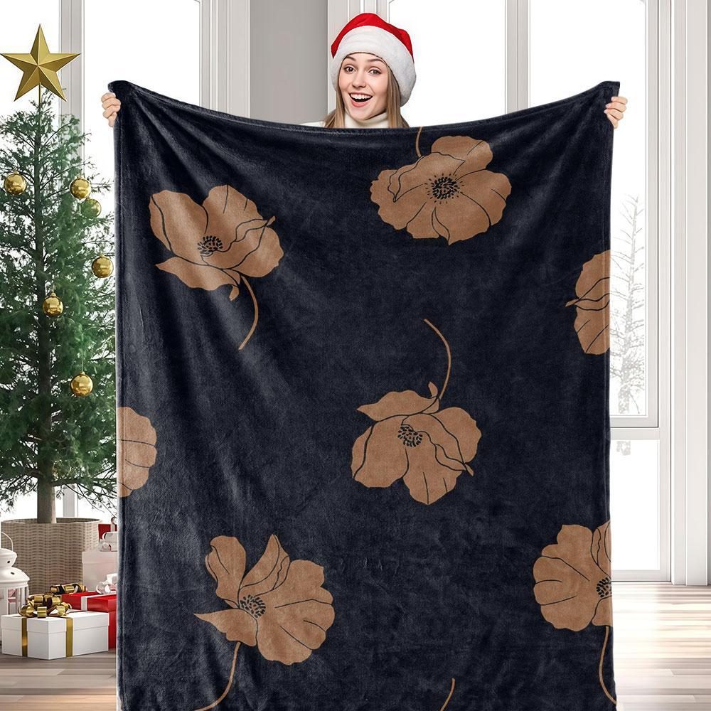 Midnight Blossom Winter Summer Flannel Blanket Throw Fleece Soft Fuzzy Plush Cozy Fleece Blankets For Sofa Ideal Gifts