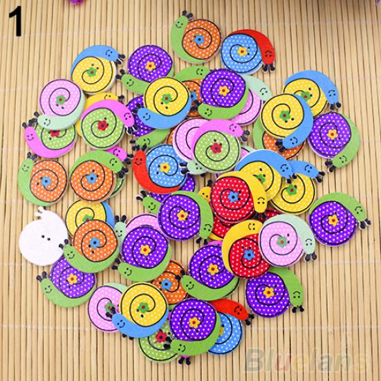 50pcs Lovely Sewing Cartoon Animal Elphant Dog Scrapbooking 2 Holes Wood