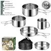 Yuedes Outdoor Cookware: 304 Stainless Steel Camping Folding Tableware Set