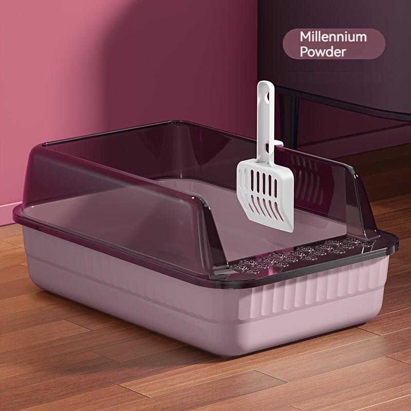 Standard-Katzentoilette mit großem Fassungsvermögen, 18 l – rechteckige Katzentoilette aus Polypropylen mit hohem Zaun und Schaufel – Geruchsisolierung und Sandverhinderung