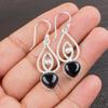 Natural Black Tourmaline Gemstone 925 Sterling Silver Handcrafted Earrings 2.00" EE-32-27