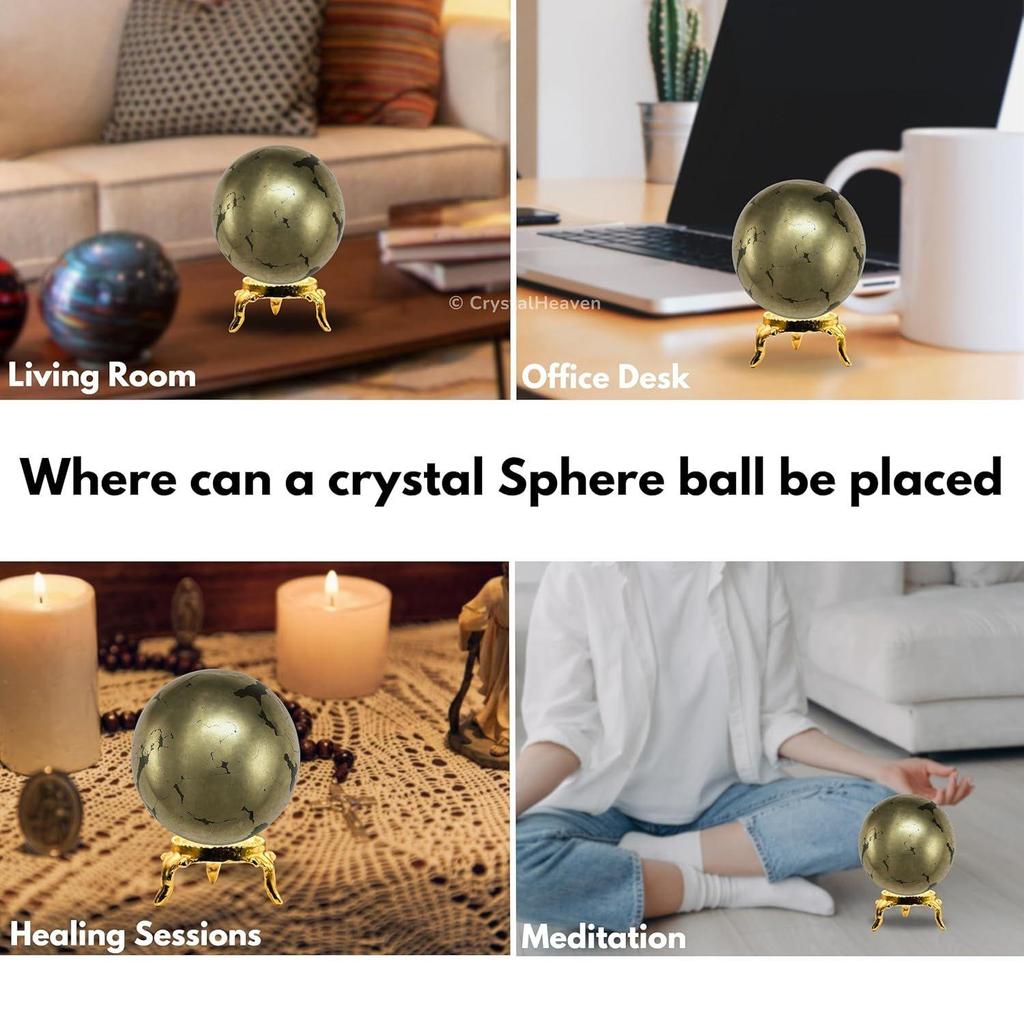 Certified Pyrite Crystal Ball for Meditation - Premium Crystal Vastu