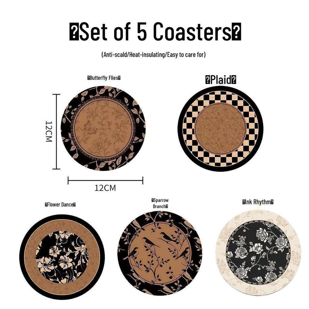 Vintage-Style Family Dining Table Insulation Pad - Round, Absorbent, Non-Slip, Anti-Scald Coaster & Mat