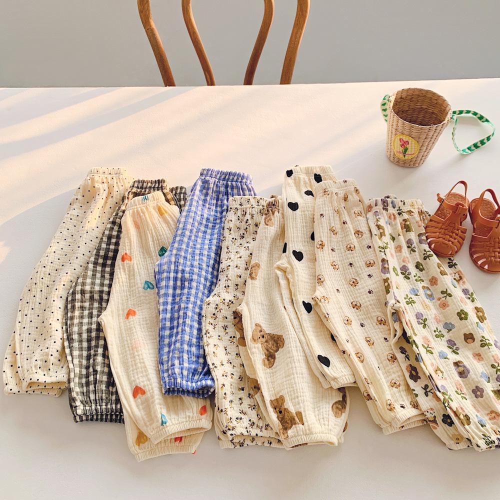 Korean-Style Baby Mosquito-Proof Cotton Gauze Lantern Pants for Spring/Summer 2025 - Unisex, Thin, Loose Harem Fit