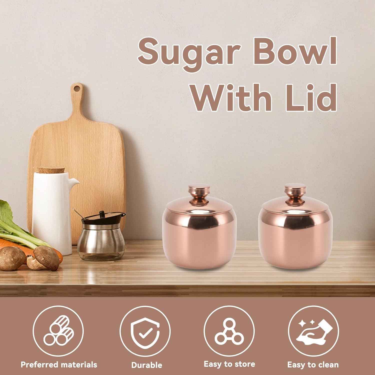 Сахарница, Нержавеющая сталь Сахарница с крышкой Банка для приправ для кофе Емкость для приправ Контейнер для специй Канистра Металлическая креманка с крышкой для дома и кухни