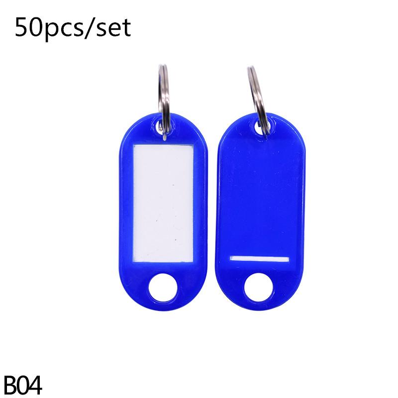

50 шт./лот Разноцветные пластиковые брелоки Бирки для ключей этикетка Нумерованные Имя Багажная бирка ID-метка Именные бирки с разъемным кольцом